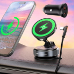 15W f&uuml;r Magsafe Autohalterung mit Ladefunktion, Handyhalterung Auto Ladeger&auml;t, [Verbesserter Saugnapf] Magnet Kabellose Kfz Ladeger&auml;t f&uuml;r iPhone 17/16/15/14/13 (QC3.0 Autoladeger&auml;t Inklusive)