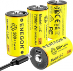 ENEGON 4 laetava C/LR14 patarei pakett, 1,5 V 7200 mWh liitium-ioon akud USB-C kiirlaadimiskaabliga - ideaalne CD-m&auml;ngijatele, raadiodele, taskulampidele, telkimis- ja h&auml;daolukorrale, laste m&auml;nguasjadele.