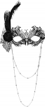 Cupimatch Venezianische Karnevalsmaske aus Kunststoff: Venezianische Damenmasken Blume und Federn mit langer Kette und Strass, elegant, luxuri&ouml;s, f&uuml;r Kost&uuml;m, Maskerade, Geschenk f&uuml;r Damen