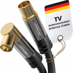 KabelDirekt 7,5m koaksiaalantenni/antennikaabel 90&deg; nurga all (75 Ohm, 90&deg; nurga all olev koaksiaalne isasliides - sirge koaksiaalne emasliides, koaksiaalkaabel TV, HDTV, raadio, DVB-T2, DVB-C, DVB-S, nurga all olev liides) PRO-seeria