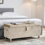 Vida Designs Valencia Ottomani kangast kaanega istmemoodul aknalaual kirstu m&auml;nguasjade hoiukast kuubik jalahoob Champagne Velvet
