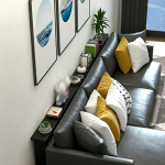 schmaler Sofatisch Konsolentisch Schmaler Eingangstisch Mit Stauraum, Extra Langer Konsolentisch Hinter Den Couchtischen Im Wohnzimmer, Foyer-Eingangstisch(Black,100x20x65cm/39x8x26in)