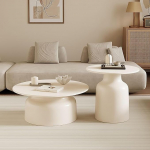 Rundes Couchtisch-Set mit Beistelltisch - flaches Design f&uuml;r Wohnzimmer, Schlafzimmer und Home Office - einfache Montage