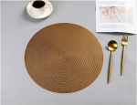 Platsimatt 6/4tk Leaf Placemats Restaurant Round Eco-friendly PVC Hollow Meal Pads Anti-Hot Dining Table Set Weave Pattern Mats Placemat Wipe Clean (V&auml;rv : Pronks, Suurus : l&auml;bim&otilde;&otilde;t 38cm)