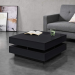 [en.casa] Kohvilaud, 75 x 75 x 35,5 cm, riiulitega k&uuml;ljelaud, puitlaastplaat, melamiinkattega, must/valge