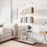 Klaasist vitriinkapp LED-lukuga ja 2 uksega m&uuml;&uuml;gikapp Seisev klaasist vitriinkapp lukuga raamatutele, kollektsioonidele, veinile (valge A, 163 x 78,5 x 35 cm)
