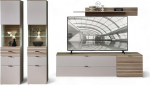 Stella Trading INA seinakappide komplekt kasmiirist, Riva Tamme v&auml;limus, FSC sertifitseeritud, moodne 5-osaline kapp seinale koos LED valgustusega elutuppa, 320 x 200 x 44 cm (B x K x S)