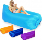 LOMUG Aufblasbares Sofa, Luftsofa Luftsack, Camping Sofa, Tragbares Airlounger, Wasserdichter Aufblasbares Liege, Luft Sitzsack Luft Couch f&uuml;r Camping, Strand, Outdoor, Park (Himmelblau)