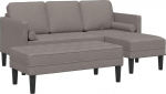 Modulares Diivan Set Taupe mit 2 Kissen, pol&uuml;ester, Holzwerkstoff Rahmen, Flache Armlehnen, atmungsaktiv, umkonfigurierbar f&uuml;r L- oder U-Form, einfache Montage