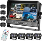 DVR 4 * 1080P tagfahrkameras Monitor Set 9 Zoll IPS Monitor IP66 wasserdichte Nachtsicht tagfahrkamera DIY Parkleitlinie Kamera f&uuml;r Wohnmobile,Anh&auml;nger und LKWs 12-24V Remote Loop-Aufnahme