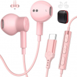 USB C Kopfh&ouml;rer f&uuml;r Samsung Galaxy S26 Ultra S25 S24 S23 S22 A56 A16 A17, Magnetische In Ear Kopfh&ouml;rer mit Mikrofon & Lautst&auml;rkeregler Typ C Ohrh&ouml;rer f&uuml;r iPhone 17 16 15 Plus f&uuml;r OnePlus Rosa