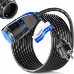 hb-digital 15 m pikenduskaabel lukustuss&uuml;steemiga toitekaabel v&auml;litingimustes kasutamiseks, 250 V / 16 A, 3500 W, HO7RN-F 1,5 mm&sup2;, IP44, kaitsekontaktpesa ja pistik - must