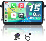 9 Zoll Bluetooth Autoradio mit Bildschirm f&uuml;r Golf 5 6 VW Polo T5 Passat Touran Seat mit Navi WLAN FM DAB, 2 DIN Auto Radio Android 14, Wireless Apple Carplay & Android Auto (Ru&szlig;3)