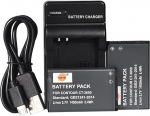 DSTE CT-3650 liitiumioonaku (2-pakk) ja mikro-USB-laadija &uuml;hildub VholdR ContourHD, ContourHD 720P, 1080P, 1200, 1300, 1500, 2035, 2450, 3200, 3300, ContourGPS, 20, 2, 2+ kaameraga.