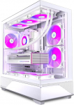 ANSAITE ATX arvutikarbi 6 x 120 mm ARGB PWM ventilaator eelpaigaldatud Mid-Tower Gaming PC korpus, panoraamne karastatud klaasist must arvutikarbi C-t&uuml;&uuml;pi 360 mm radiaatori toega (valge)