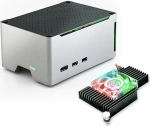 ElectroCookie Raspberry Pi 5 korpus, kompaktne alumiiniumist korpus aktiivse ventilaatoriga (h&otilde;bedane)