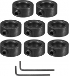 hankekaart Bohrung 10mm Schaftmanschette 17mm OD 8mm Dicke Kohlenstoffstahl Fahrwerk Stopper Radkragen mit Stellschraube & 2 Sechskantschl&uuml;ssel f&uuml;r Werkzeugmaschinenindustrie (Schwarz, 8 St&uuml;ck)