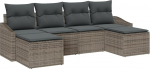 Rantry 6-teiliges Garten Sofa Set mit Kissen Grau Poly Rattan Gartenlounge Model3346829