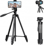 K&F CONCEPT NT510 mobiiltelefonide statiiv, 152 cm kerge statiiv Canon Nikon Sony ja teiste DSLR kaamerate jaoks, statiiv nutitelefoni jaoks koos mobiiltelefoni hoidjaga, alumiiniumist reisistatiiv Bluetooth puldiga
