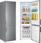 WOLKENSTEIN KGK280D Stand Fridge-Freezer | Stainless Steel Design | 180 x 55 cm | 191 L Cooling + 71 L Freezing | Quiet Operation 40 dB | Energy Consumption 168 kWh per Year | Silver