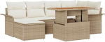 Rantry 7-teiliges Garten-Sofa-Set mit Kissen Beige Poly Rattan Gartenlounge Model3358094