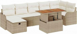 Model3359949 8-osaline aia diivan komplekt koos pehmendusega Beige Poly Rattan 2-kohaline aia diivan koos pehmendusega Beige Poly Rattan Garden Lounge