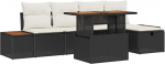 6-teiliges Garten Sofa Set mit Kissen in Schwarz Poly Rattan Gartenlounge Model3360072