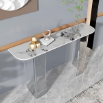 Industrieller Konsolentisch aus Acryl f&uuml;r Eingangsbereich, Flur und Wohnzimmer - Moderner Sofatisch f&uuml;r kleine R&auml;ume (valge, 47,5 x 12 Zoll) - Stilvolle Eingangsm&ouml;bel
