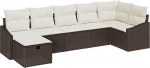 Rantry 7-teiliges Garten-Sofa-Set mit Kissen in Braun aus Poly-Rattan Gartenlounge Model3360629