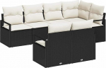 7-teiliges Garten-Sofaset mit Kissen Schwarz Poly Rattan Gartenlounge Model3346417