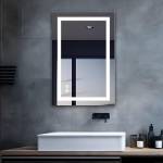 MIQU LED Bathroom Mirror with Lighting, 50 x 70 cm, Bathroom Mirror, Large Bathroom Mirror with Socket, Touch, Dimmable, Warm/White Front Light, Anti-Fog Wall Mirror for Bathroom, Toilet, Hallway