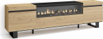 Skraut Home TV Cabinet, Lowboard, for Living Room and Dining Room, 200 x 57 x 35 cm, for TVs up to 80 inches, Electric Fireplace, Dimensions, Industrial Design, Modern Style, Oak Black