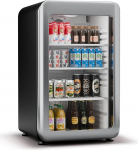 Klarstein Audrey Evo joogik&uuml;lmik klaasuksega - 113L Retro disain LED valgustus, topeltklaasiga uks, 0-10&deg;C, energiaklass C, reguleeritavad jalad, must