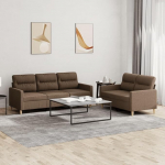 Tidyard 2-TLG. Sofagarnitur mit Kissen Braun Stoff, Polstersofa Loungesofa f&uuml;r Wohnzimmer Eingangsbereich B&uuml;ro3201603