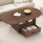 IBF Ovaalne kohvilaud koos hoiuruumiga Puidust elutoa laud sahtliga Kokkupandav kohvilaud magamistuppa Veeretatav teelaud K&otilde;rvallauad P&auml;hklipuu 120 cm