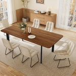 JIEXI s&ouml;&ouml;gilaud koos 4-8 tooliga, pikendatav s&ouml;&ouml;gikomplekt, kaasaegne, stiilne MDF-paneelidest s&ouml;&ouml;gilaud elutuppa (160-200 cm laud + 6 beeži v&auml;rvi tooli U-kujuliste jalgadega)