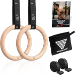 GORNATION Wooden Gym Rings, Rings for Calisthenics, Gymnastics, Fitness, Sports, Olympic Gymnastics Rings + Fastening Straps with Markings & Bag for Indoor & Outdoor Training