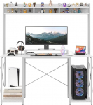 JUMMICO m&auml;ngulaua laud 120 x 60 x 162 cm, arvutilaua laud koos riiuli ja monitori alusega, arvutilaud kodukontorisse (valge)