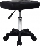 FURWOO Rectangular Rolling Stool with Wheels, Height-Adjustable Swivel Stool Chair for Spa, Salon, Massage, Black