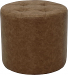 Factory Direct Partners Tufted Round Accent Ottoman; Distressed Hand Upholstered Commercial Quality Furniture for Home v&otilde;i Office; Istumine, Footstool, Side Table - Pecan