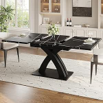 V&auml;ljat&otilde;mmatav s&ouml;&ouml;gilaud, 120 x 80 x 76 cm, sobib s&ouml;&ouml;gituppa, k&ouml;&ouml;ki v&otilde;i terrassile, puidust s&ouml;&ouml;gilaud, pikendatav 160 cm pikkuseks, mahutab kuni 6 inimest, v&auml;rvitud mustaks (Black-2)