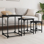 Mhdvray Satztische 3er Set Schwarz 40x40x53 Holzwerkstoff Couchtisch Beistelltisch Nisttisch Industrial Look Robust & Plattform f&uuml;r Wohnzimmer Schlafzimmer B&uuml;ro Balkon
