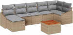 8-teiliges Garten-Sofa-Set mit Kissen Beige Poly Rattan Akazie Gartenlounge Model3347861