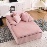 48-tolline k&otilde;rge Chaise Longue diivan, magamisfunktsiooniga diivan, kondita diivan, magamistool, mugav lamades diivan lugemiseks laiade k&auml;etoedega ja paigalduseta (roosa)