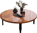 Kompakter japanischer Couchtisch, rund, niedriger Tisch mit klappbaren Beinen f&uuml;r kleine R&auml;ume, tragbar, f&uuml;r Esszimmer und B&uuml;ro, keine Montage erforderlich, Braun, 71,1 x 71,1 cm