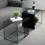 Virnastatav kohvilaud, 2 komplekt, virnastatav, mustad k&uuml;ljelauad, diivanipoolne laud, metallist raamiga k&uuml;ljelauad, elutoa sisustuskomplektid, metallist diivanilauad