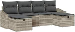 Rantry 6-teiliges Garten Sofa Set mit Kissen Hellgrau Poly Rattan Gartenlounge Model3359321