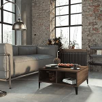 FIRBNUS 4-kohvilaudade komplekt 60 x 60 x 30 cm elutoa laud Kaasaegne disain K&otilde;rvallaud puidust laud elutoa diivanile kohvilaud Robustne pruun tamme v&auml;limusega puitmaterjal metallist