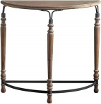 WANGRUIERHA Halbrunder Konsolentisch Schmal aus Holz, Konsolentisch Beistelltisch f&uuml;r Wohnzimmer, Schmaler Sofatisch, Geeignet f&uuml;r Flure, Foyers, 80x76x36 cm(Brown)