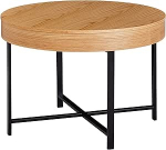 Wohnling Design &uuml;mmargune kohvilaud l&auml;bim&otilde;&otilde;duga 69 cm, tamme v&auml;limusega laud koos hoiuruumiga, metallist jalgadega elutoa laud, MDF-poolne laud